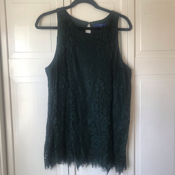 Apt. 9 Tops - Apt. 9 Hunter Green Lace Floral Tank, size XL